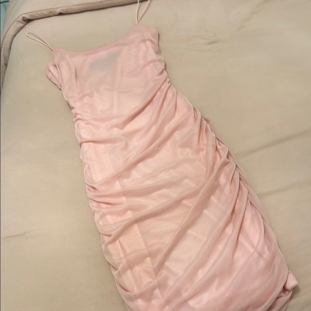 Elegant Pink Ruched Dress